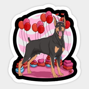 Doberman Pinscher Valentines Day Heart Dogs Puppy Love Sticker